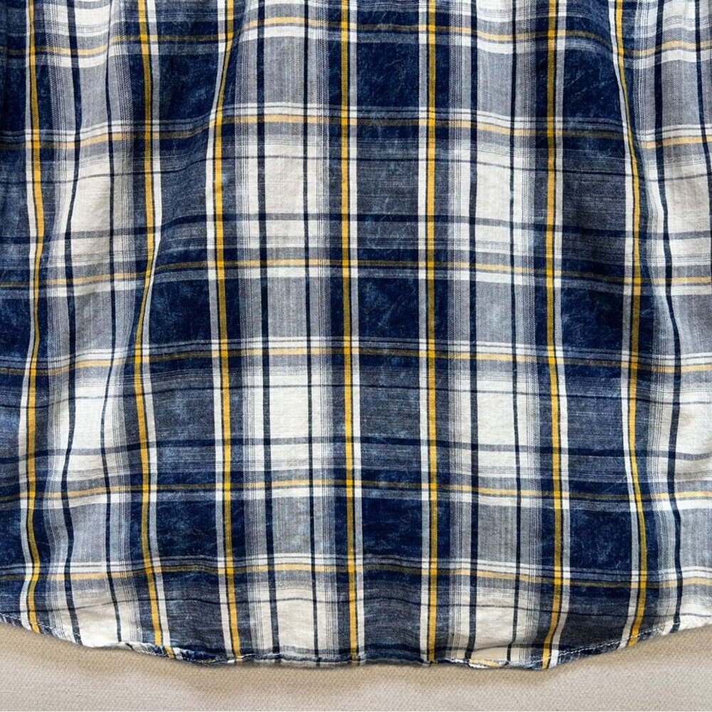 BKE Men Short Sleeve Button Up Shirt Medium Blue Plaid Vintage 1967 Standard Fit - Picture 12 of 12
